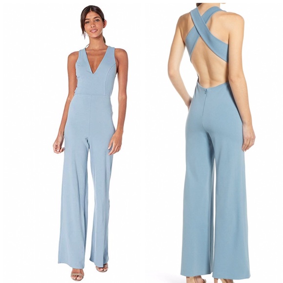 Socialite Pants - Socialite Cross Back Jumpsuit Blue SM MED LARGE